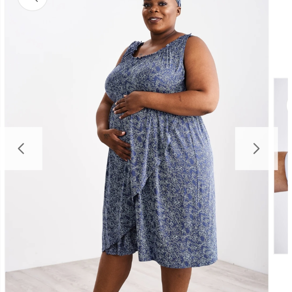 Blue Floral Maternity Breastfeeding Nursing Nightgown